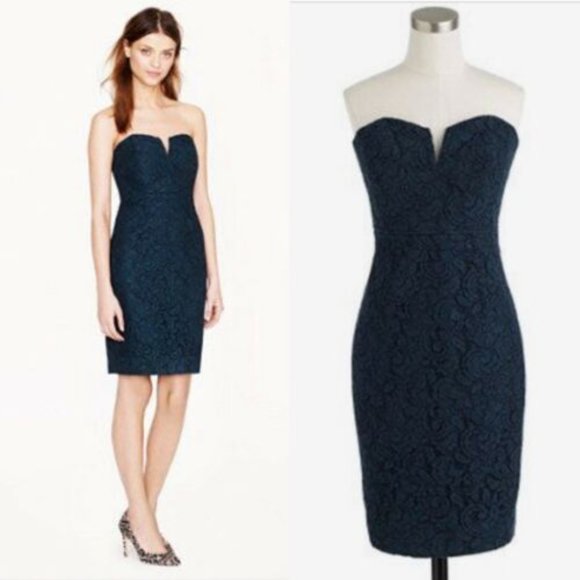 J. Crew Dresses & Skirts - J.Crew Navy Strapless Lace Dress 8